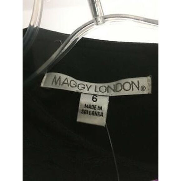 Maggy London 6 Black Dress Lace A-Line Y2K Does 50s Evening Rockabilly Short Sle - Picture 4 of 9
